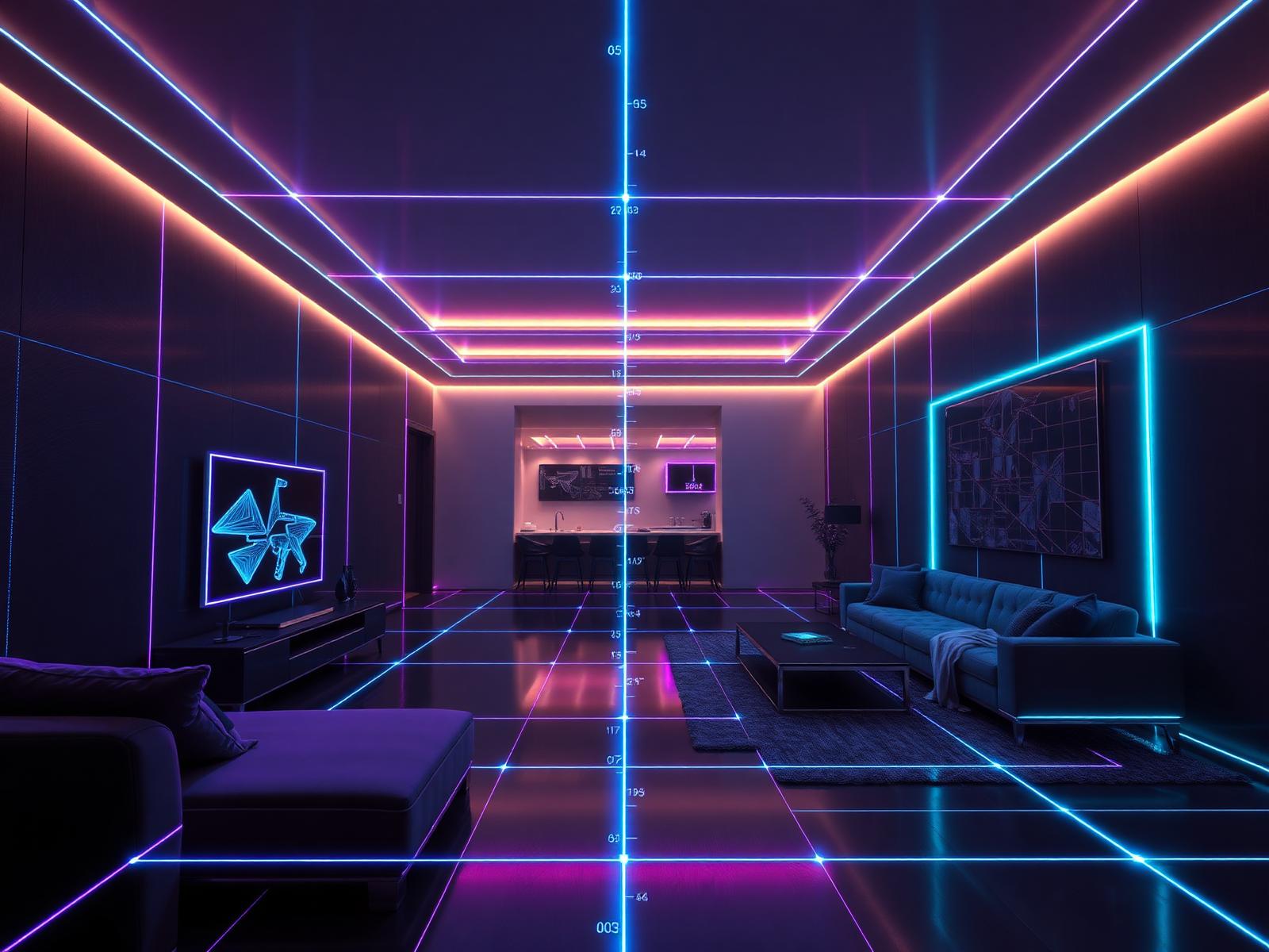 AI virtual walkthrough with dimension overlay